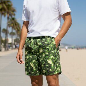 Perry Ellis American Active Mens Large Green Camouflage Swim Shorts Trunks L
